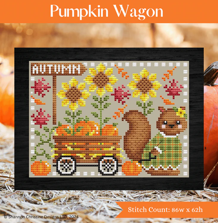 Pumpkin Wagon Cross Stitch Pattern
