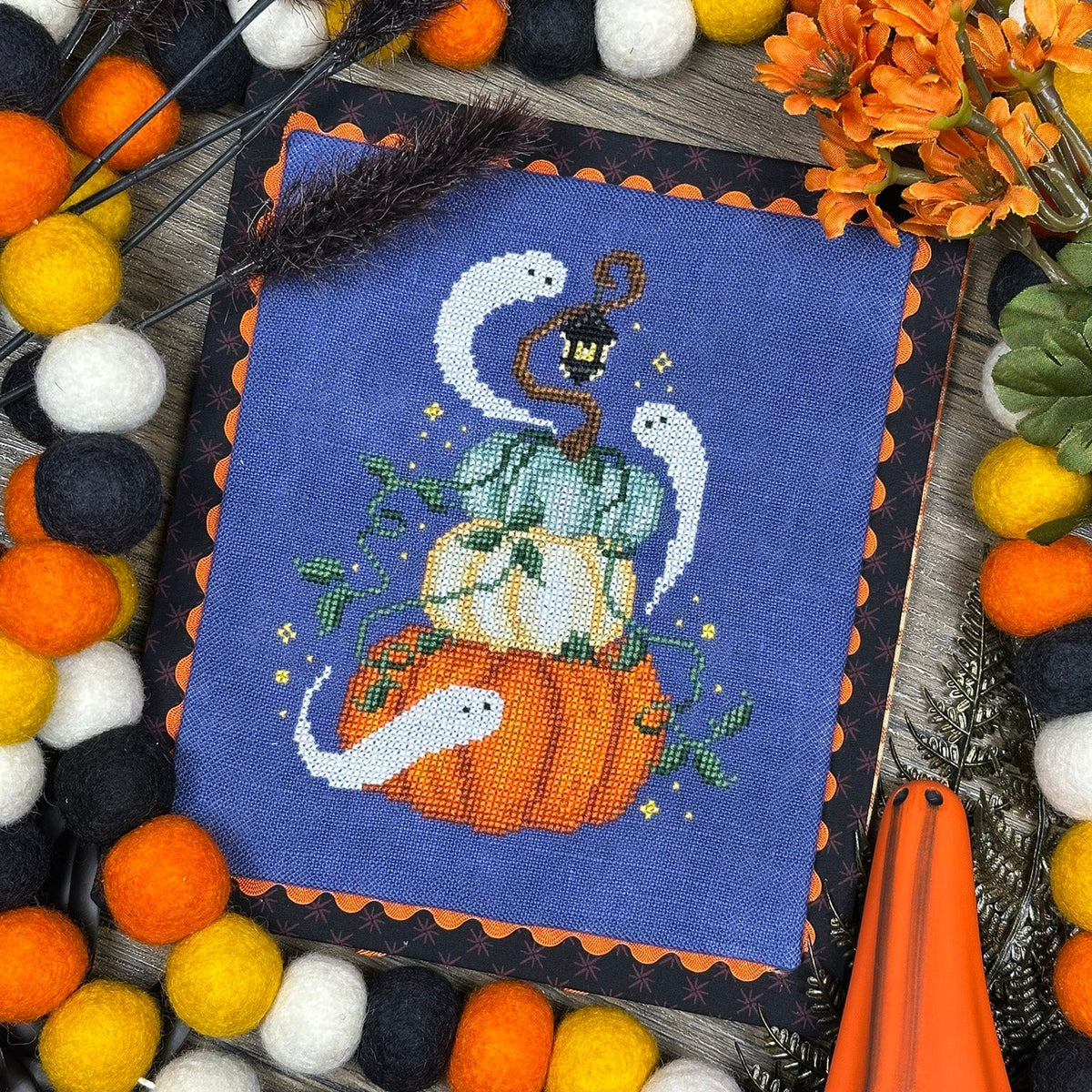 Pumpkin Lantern Cross Stitch Pattern