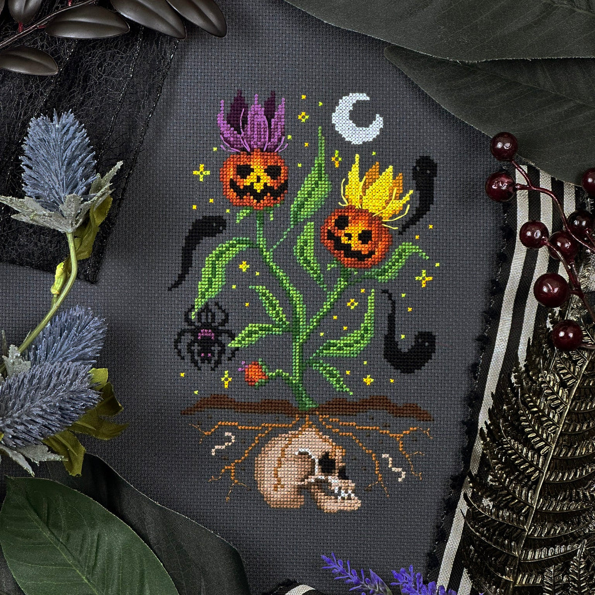 Spooky Blooms Cross Stitch Pattern