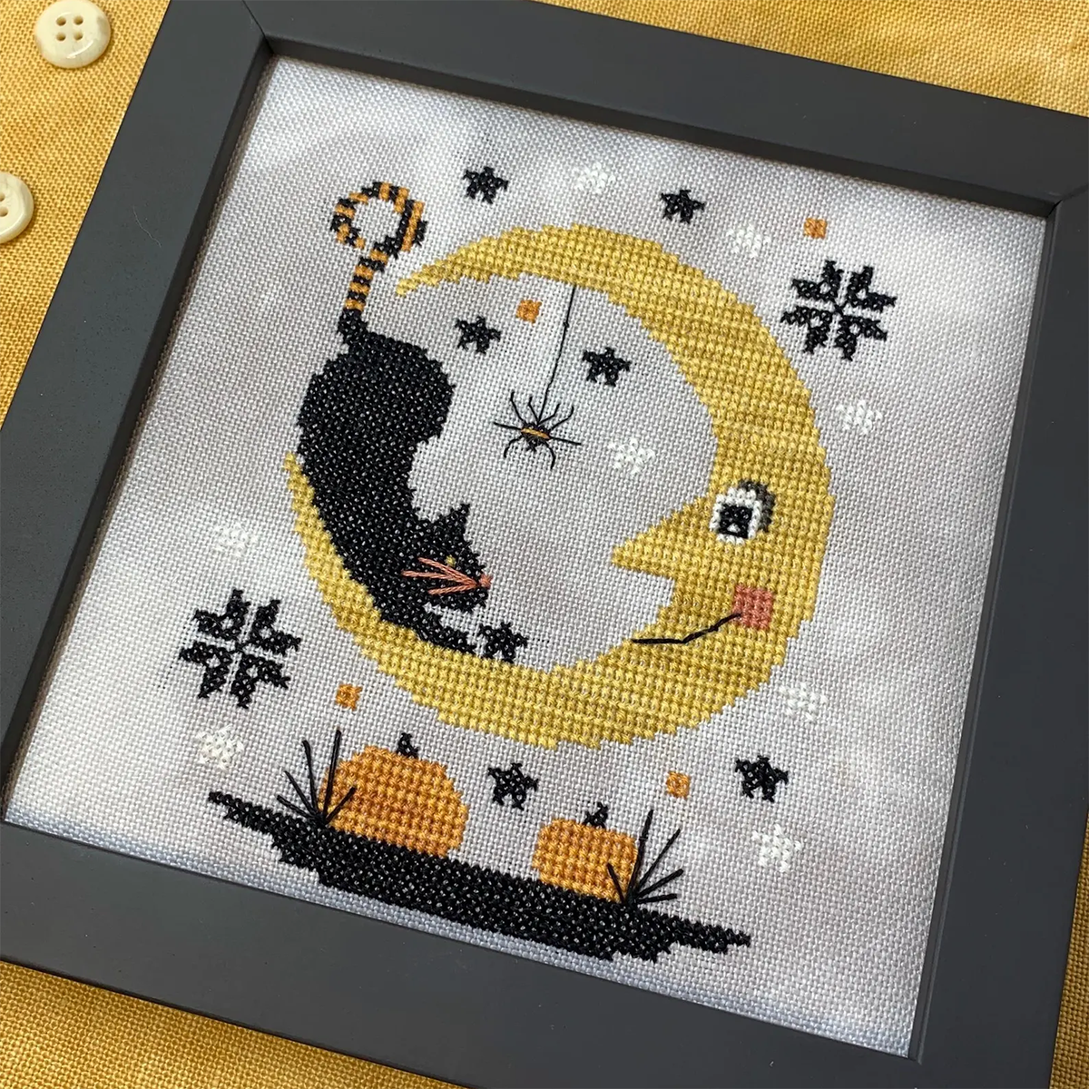 Halloween Moon Cross Stitch Pattern-Stitched Modern