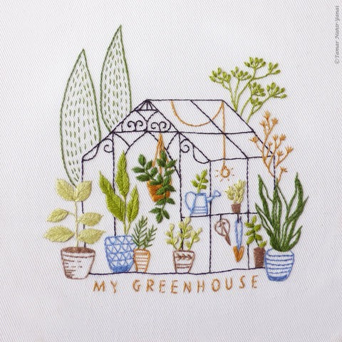 house plant embroidery pattern Greenhouse Hand Embroidery Kit