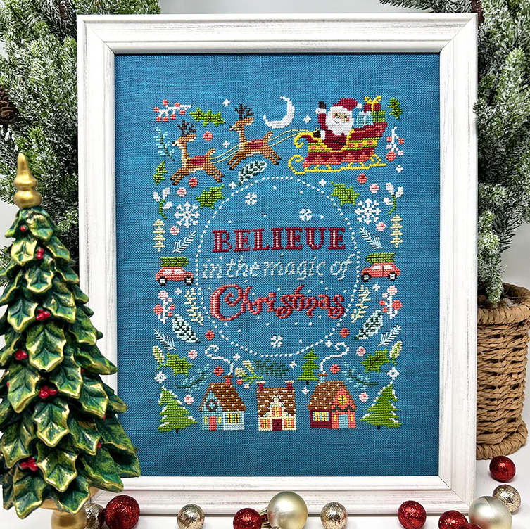 Magic of Christmas Cross Stitch Pattern-Stitched Modern