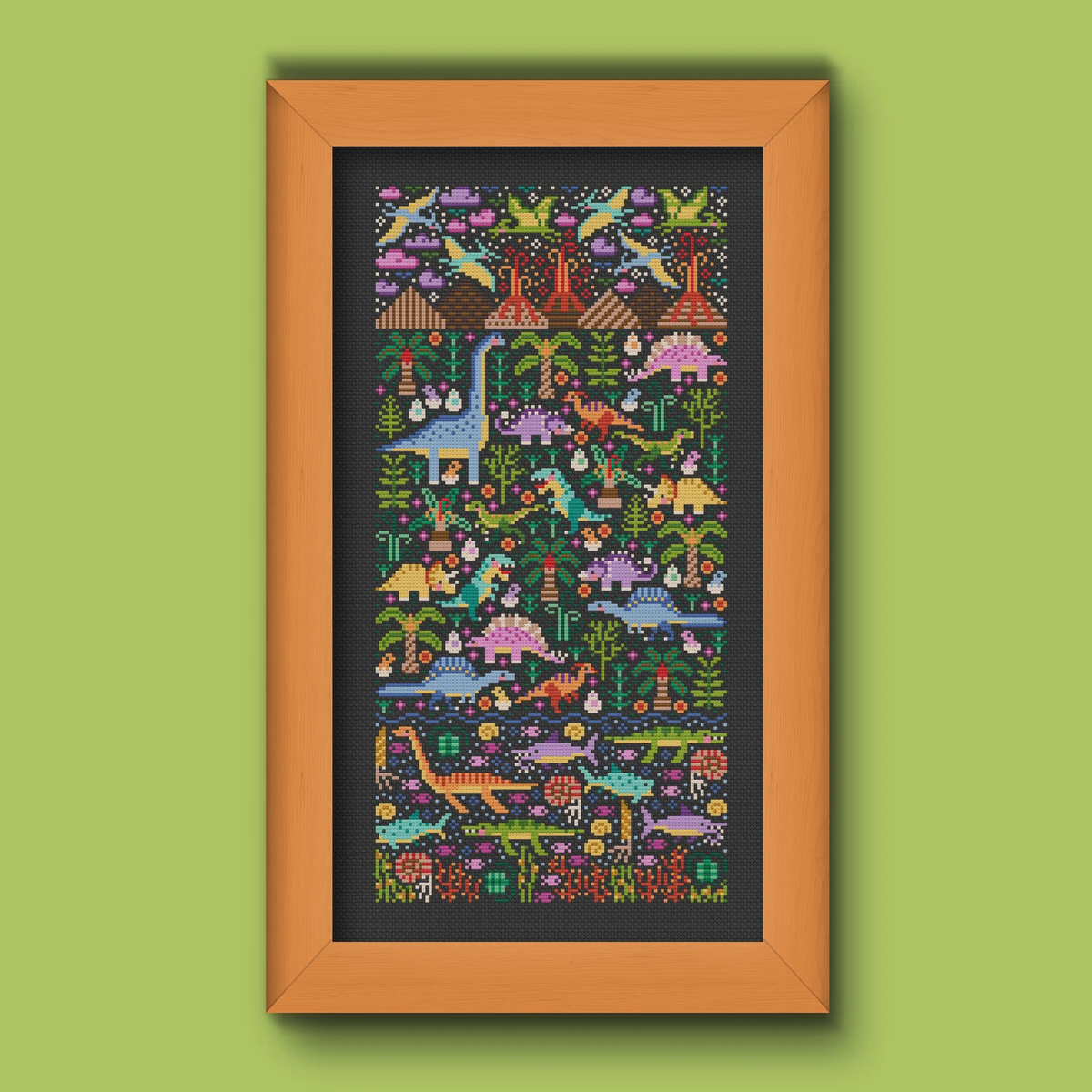 Dino Garden Cross Stitch Pattern
