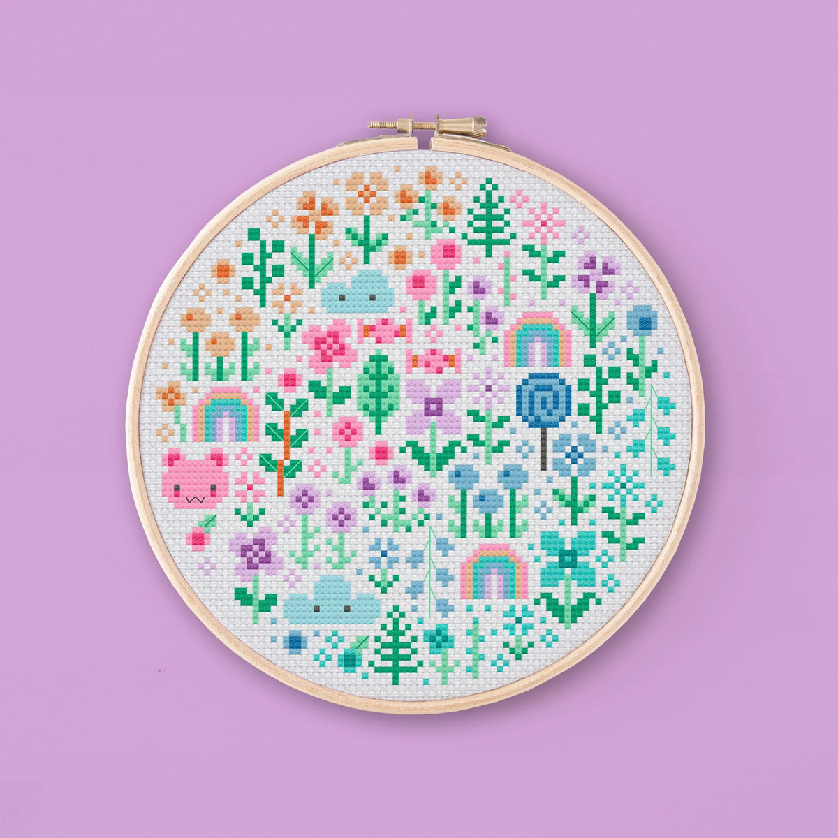 Mini Pastel Garden Cross Stitch Pattern