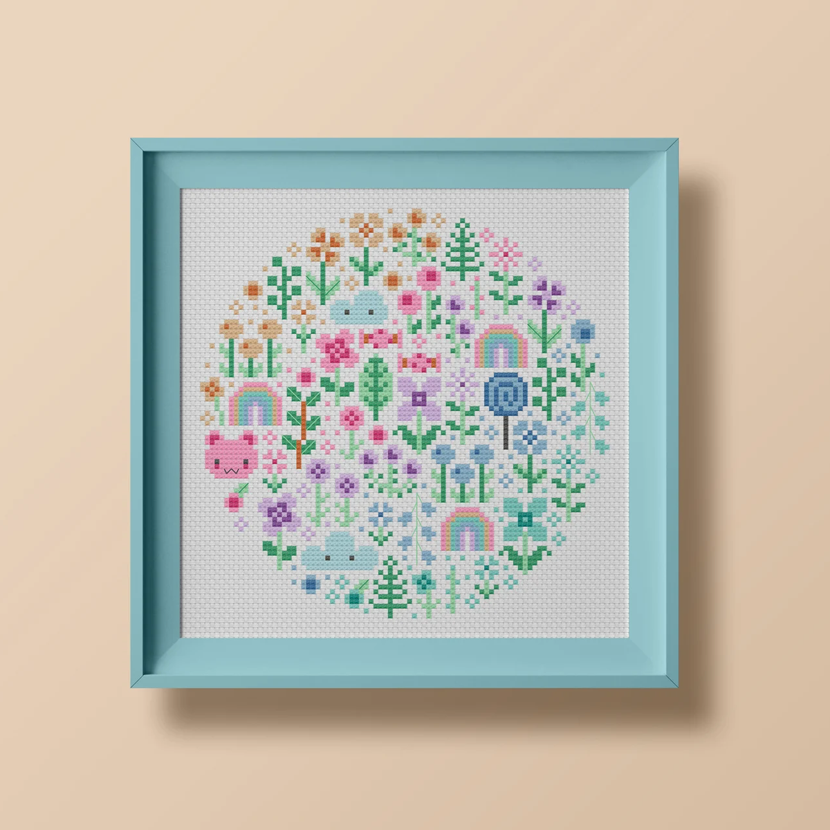 Mini Pastel Garden Cross Stitch Pattern