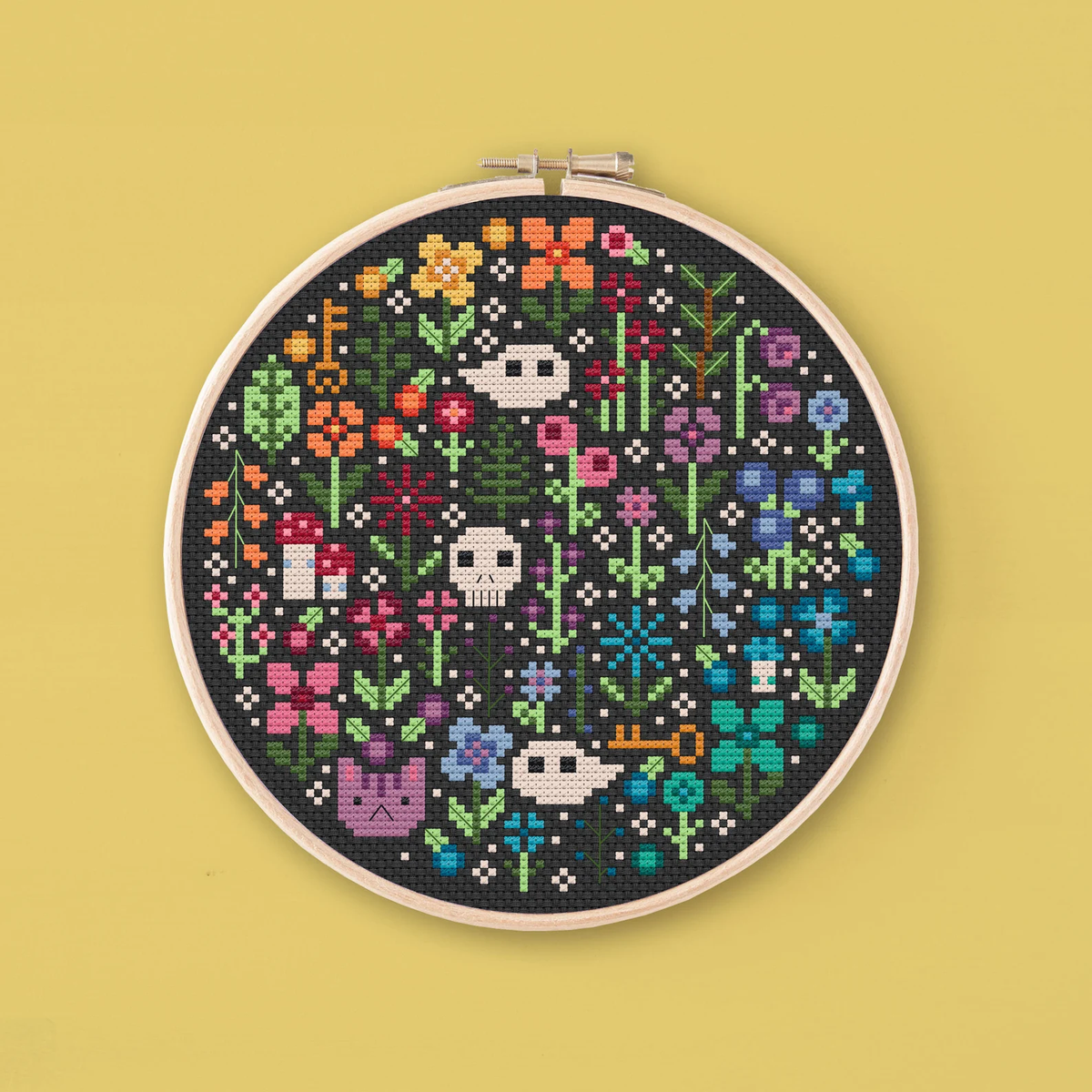 Mini Rainbow Garden Cross Stitch Pattern
