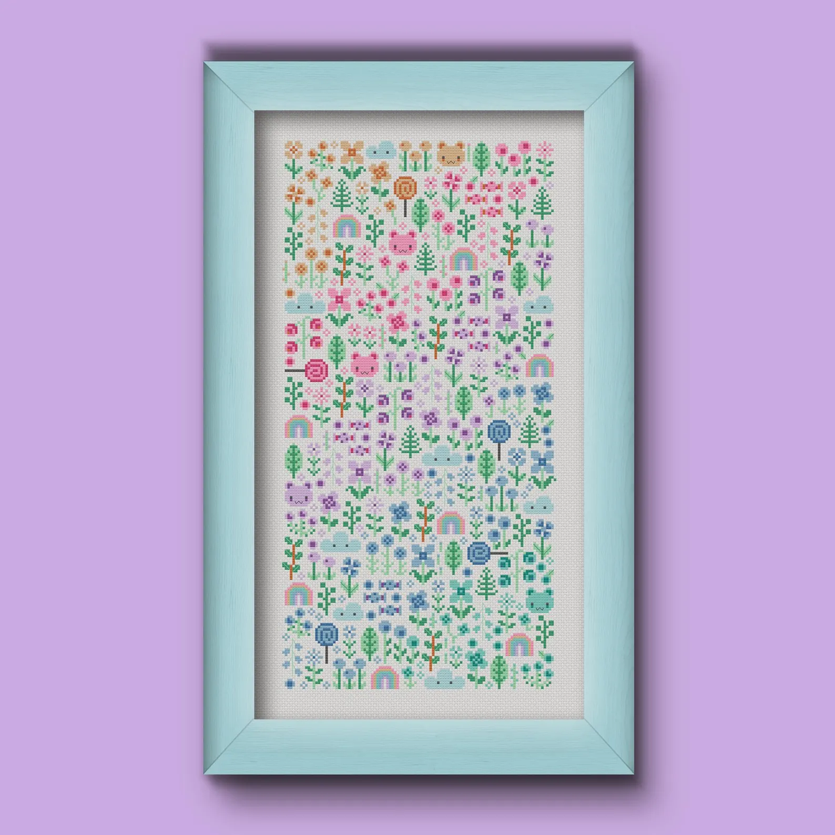 Pastel Garden Cross Stitch Pattern
