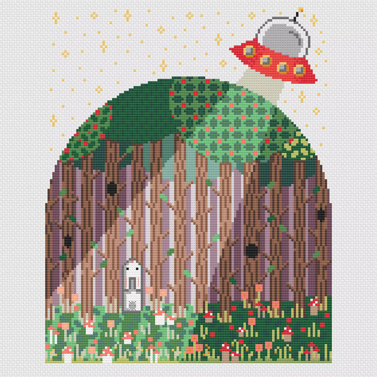 UFO & Rabbit Cross Stitch Pattern