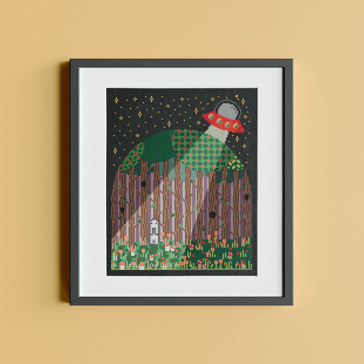 UFO & Rabbit Cross Stitch Pattern