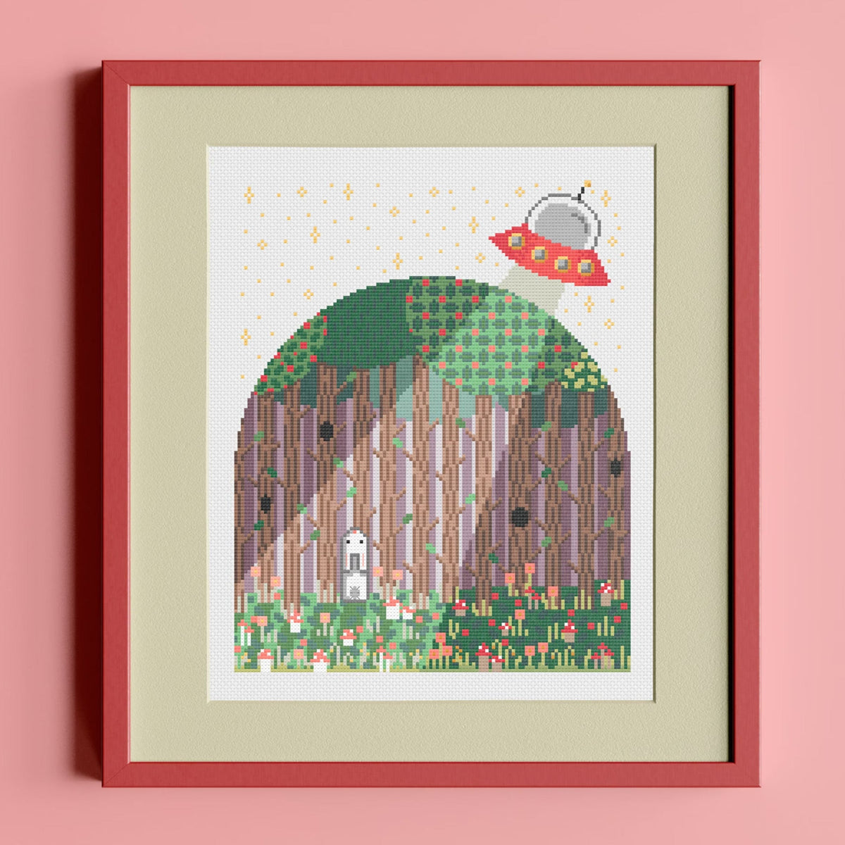 UFO & Rabbit Cross Stitch Pattern