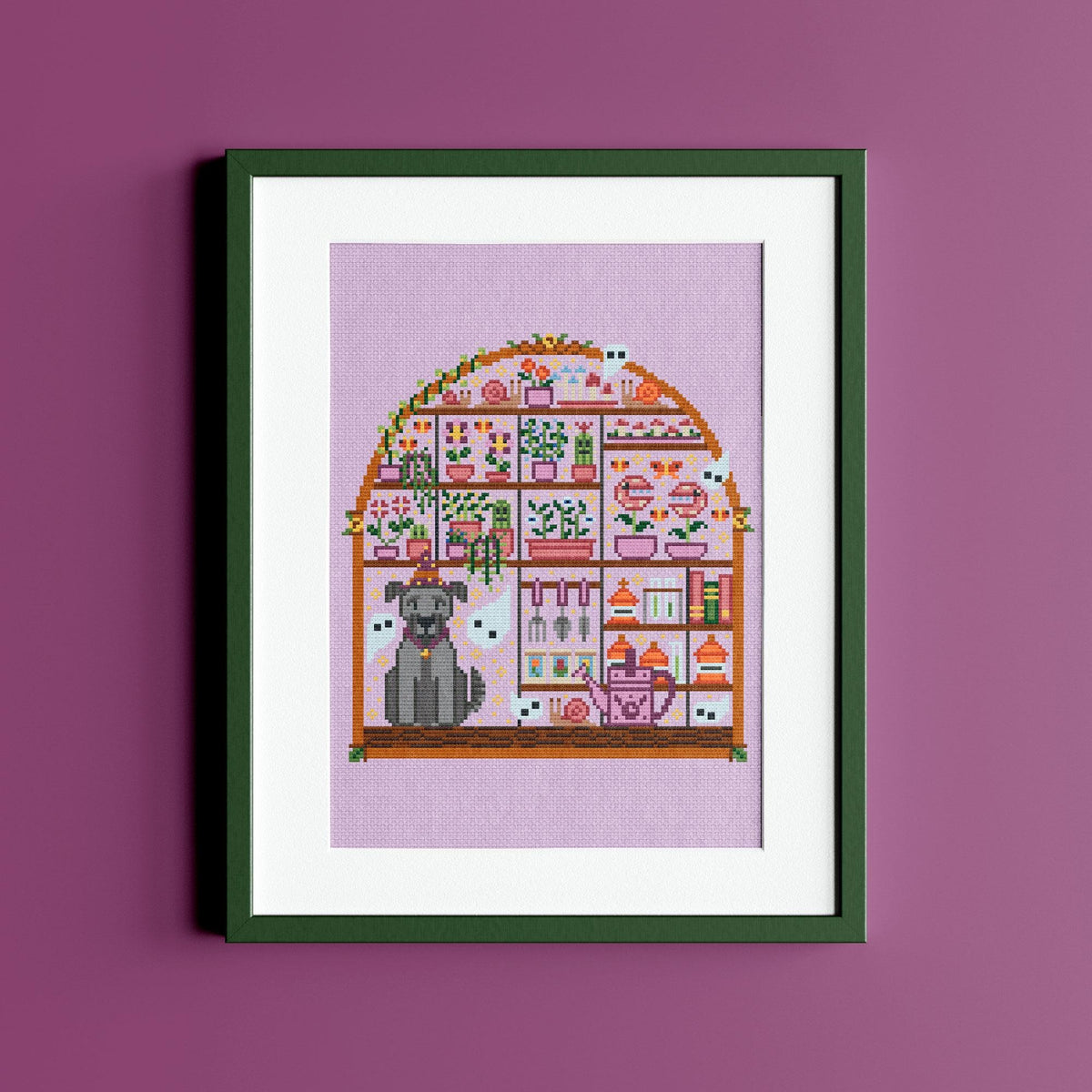 Witchy Greenhouse Cross Stitch Pattern