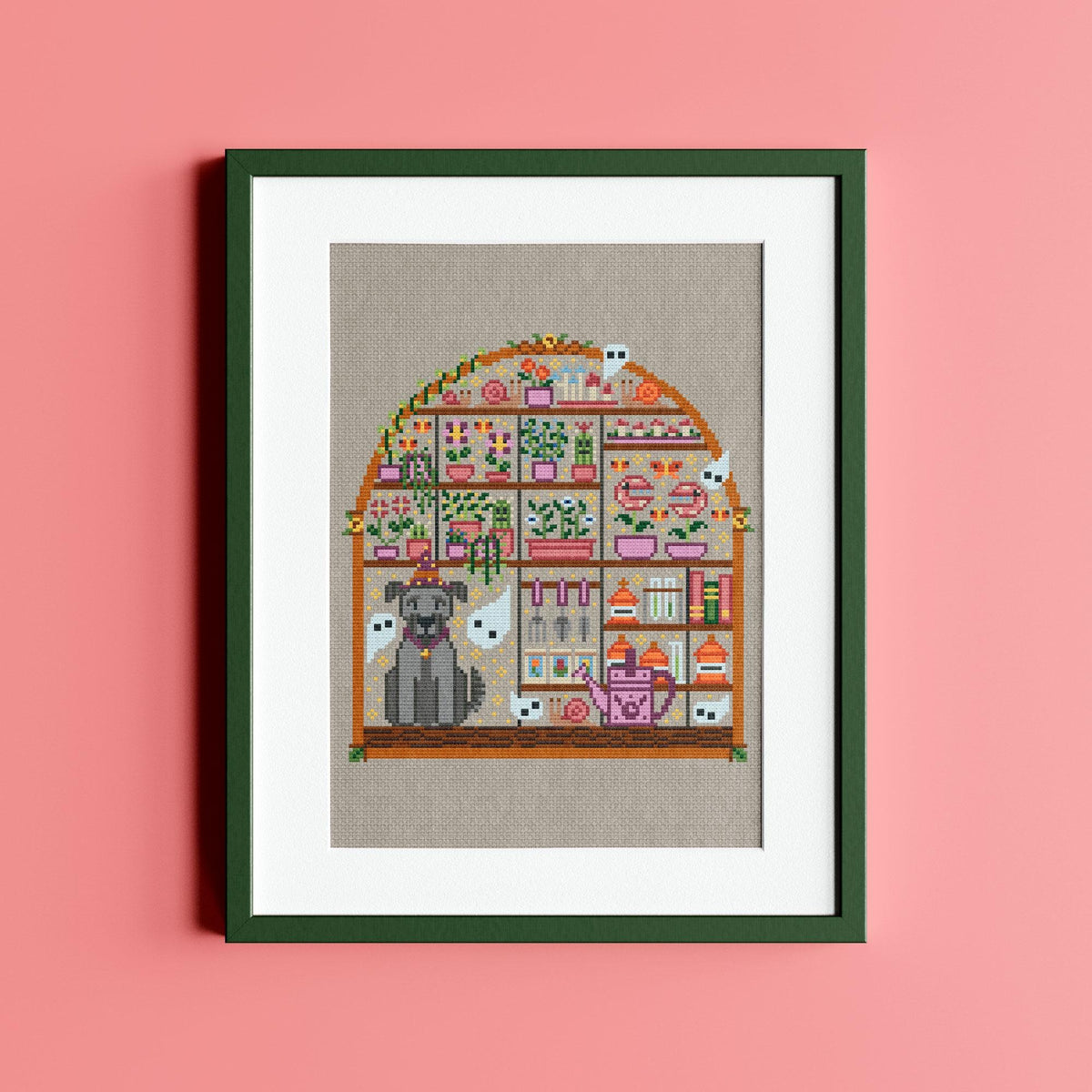 Witchy Greenhouse Cross Stitch Pattern