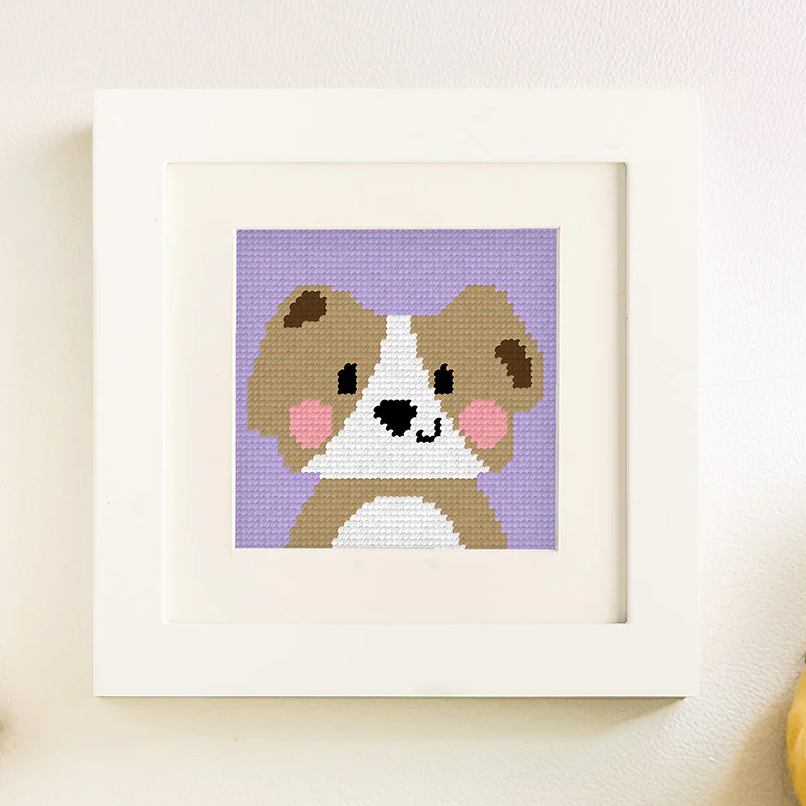 Needlepoint Kit for Kids - David, the Dog-Stitched Modern