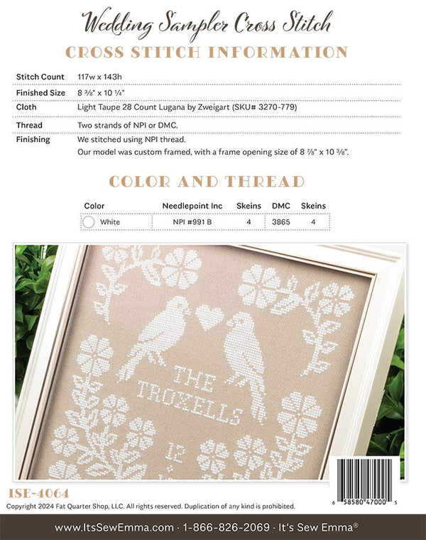 Wedding Sampler Cross Stitch Pattern - Stitched Modern