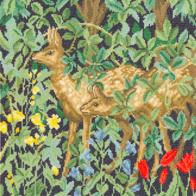 William Morris Cross Stitch Kit - Greenery Deer