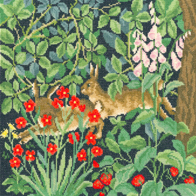 William Morris Cross Stitch Kit - Greenery Hares