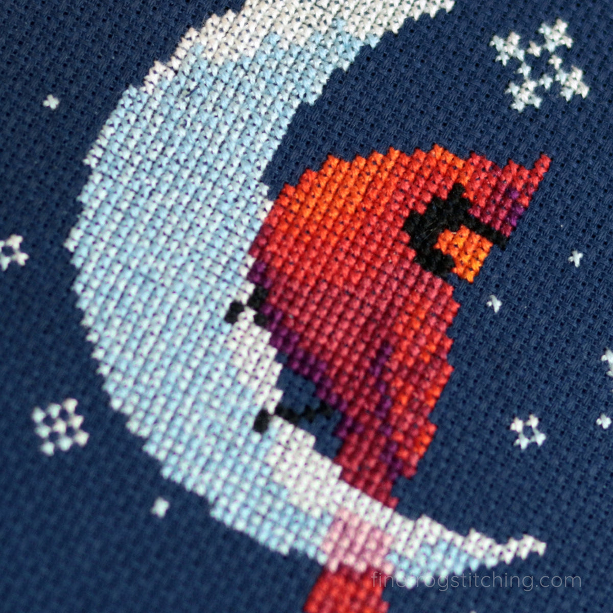 Ice Moon Cardinal Cross Stitch Pattern