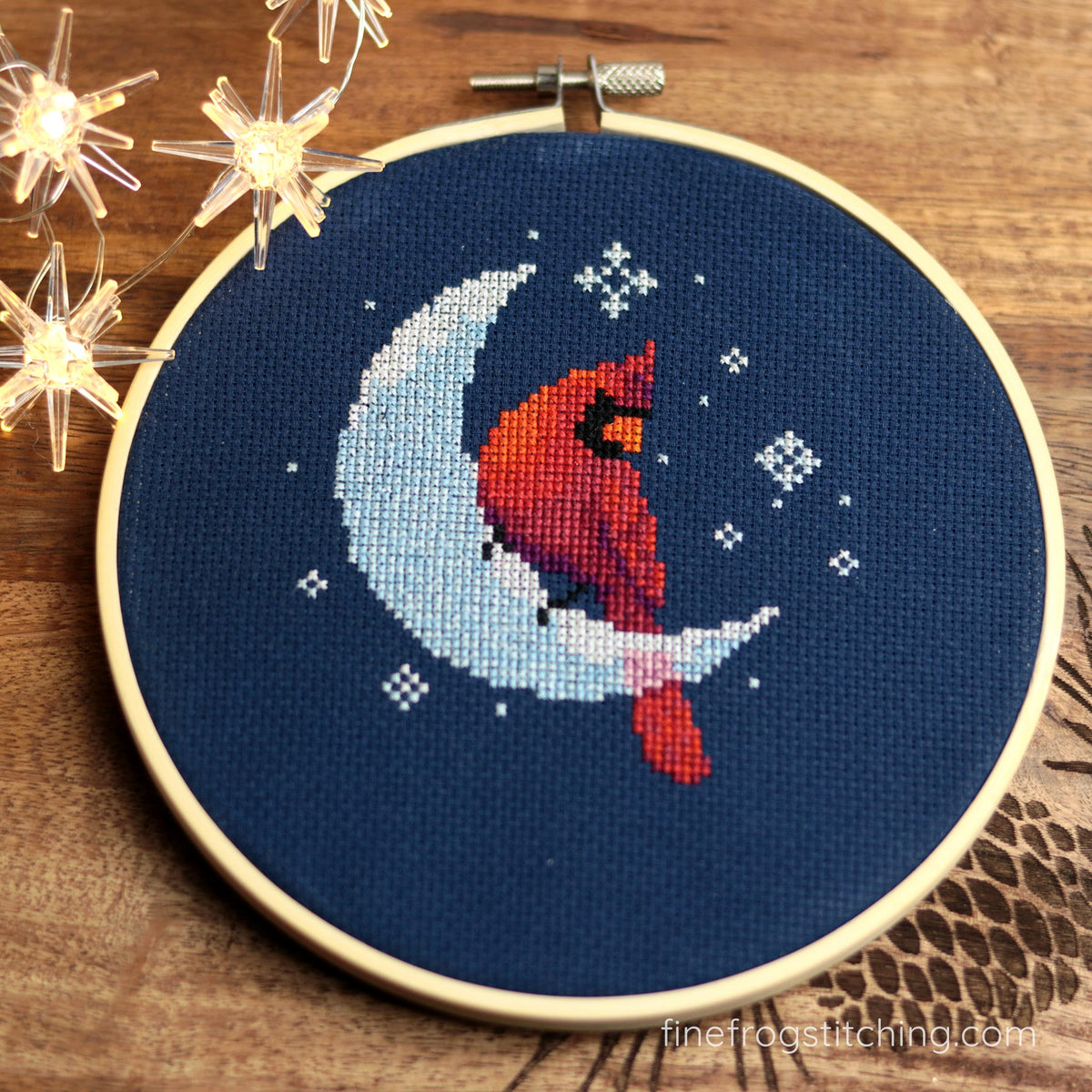 Ice Moon Cardinal Cross Stitch Pattern