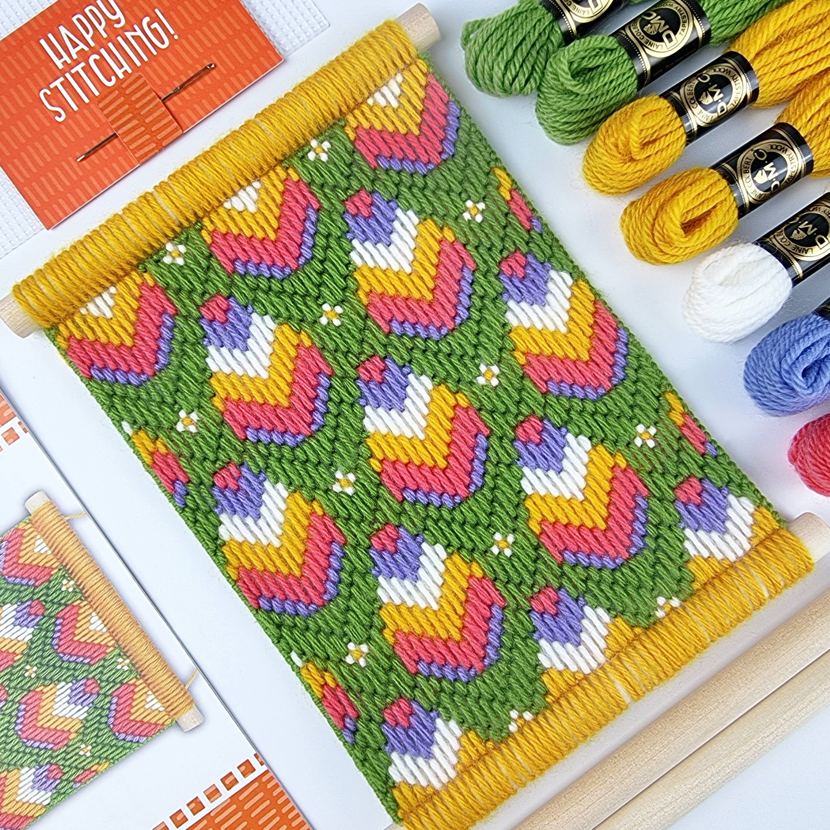 Bargello Needlepoint Kit - Easter Egg Wall Hanging - Stitched Modern