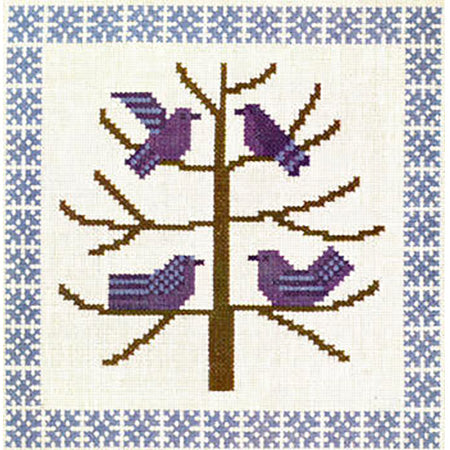 Vintage Birds Cross Stitch Kit - Calendar Series, February 1969