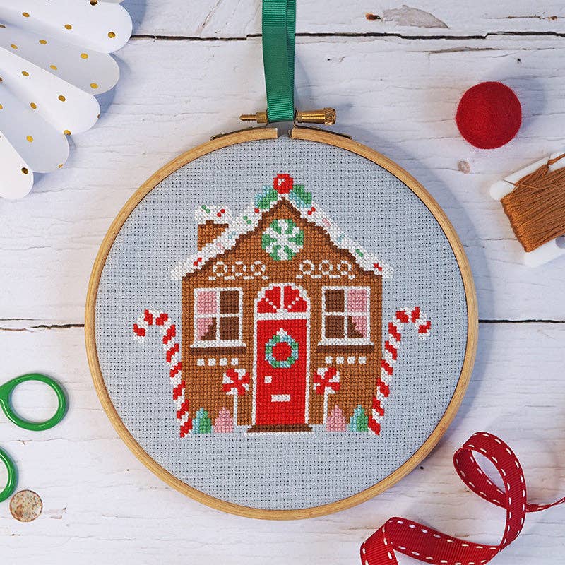 Gingerbread Cottage Cross Stitch Kit - Stitched Modern