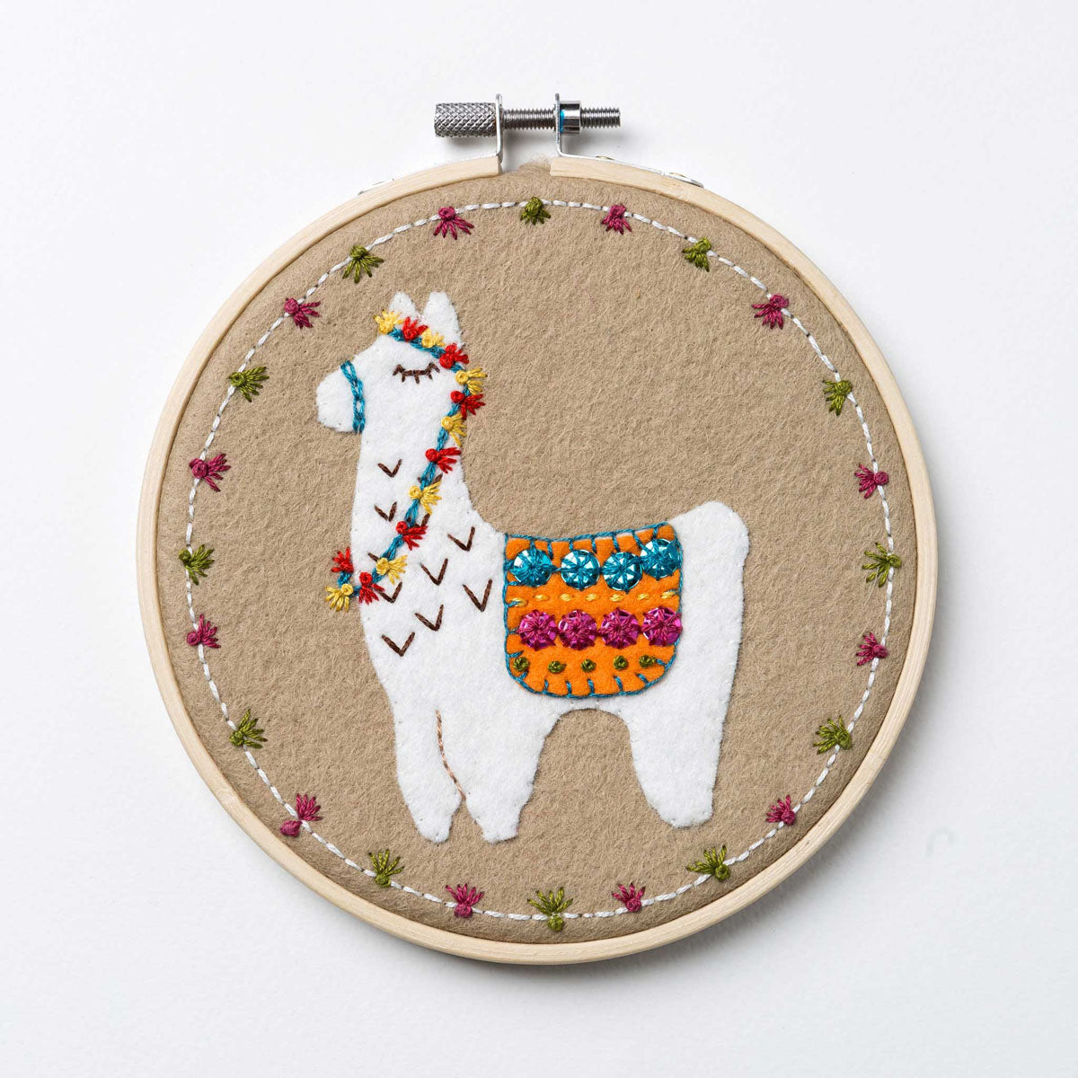 Llama Felt Appliqué Hoop Kit
