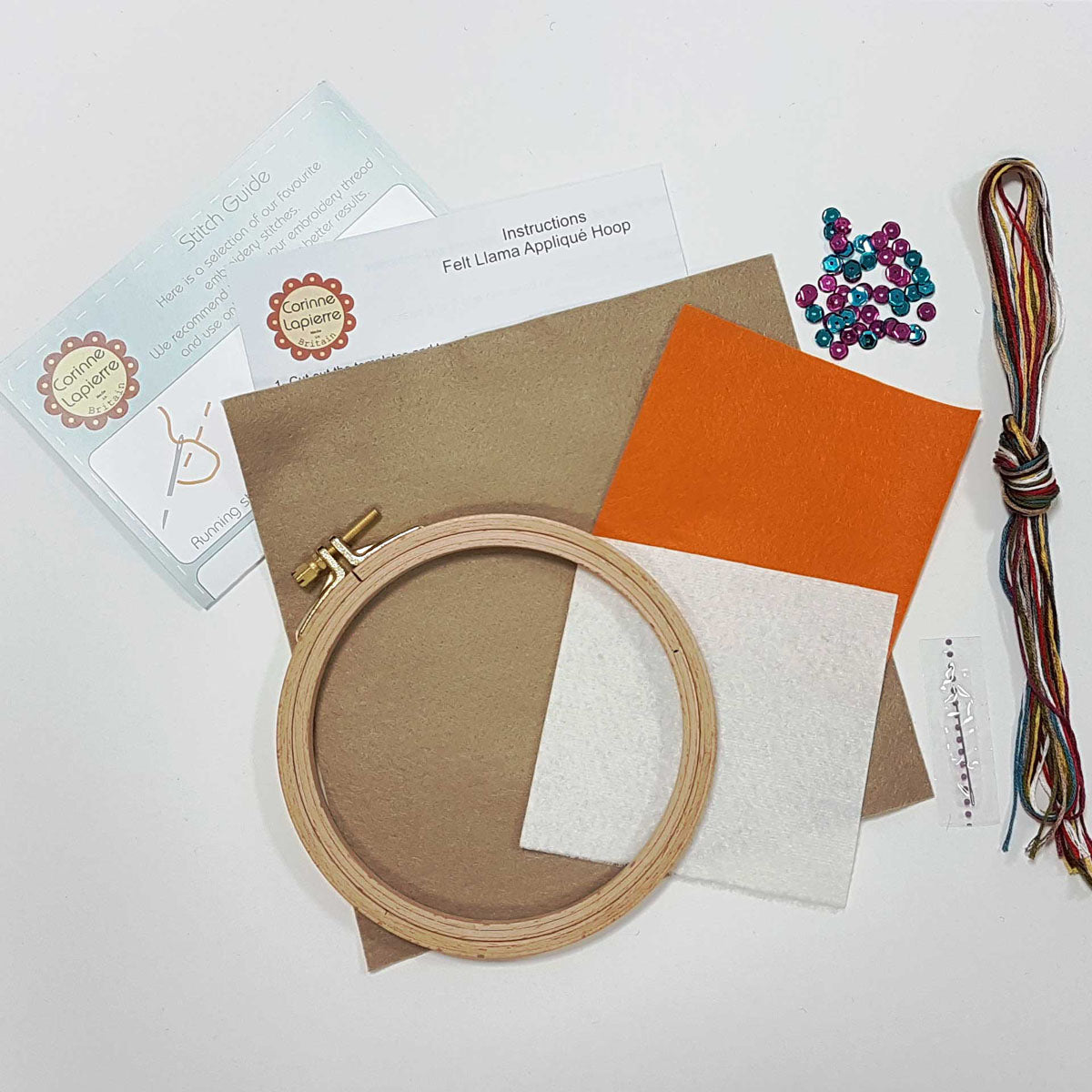 Llama Felt Appliqué Hoop Kit