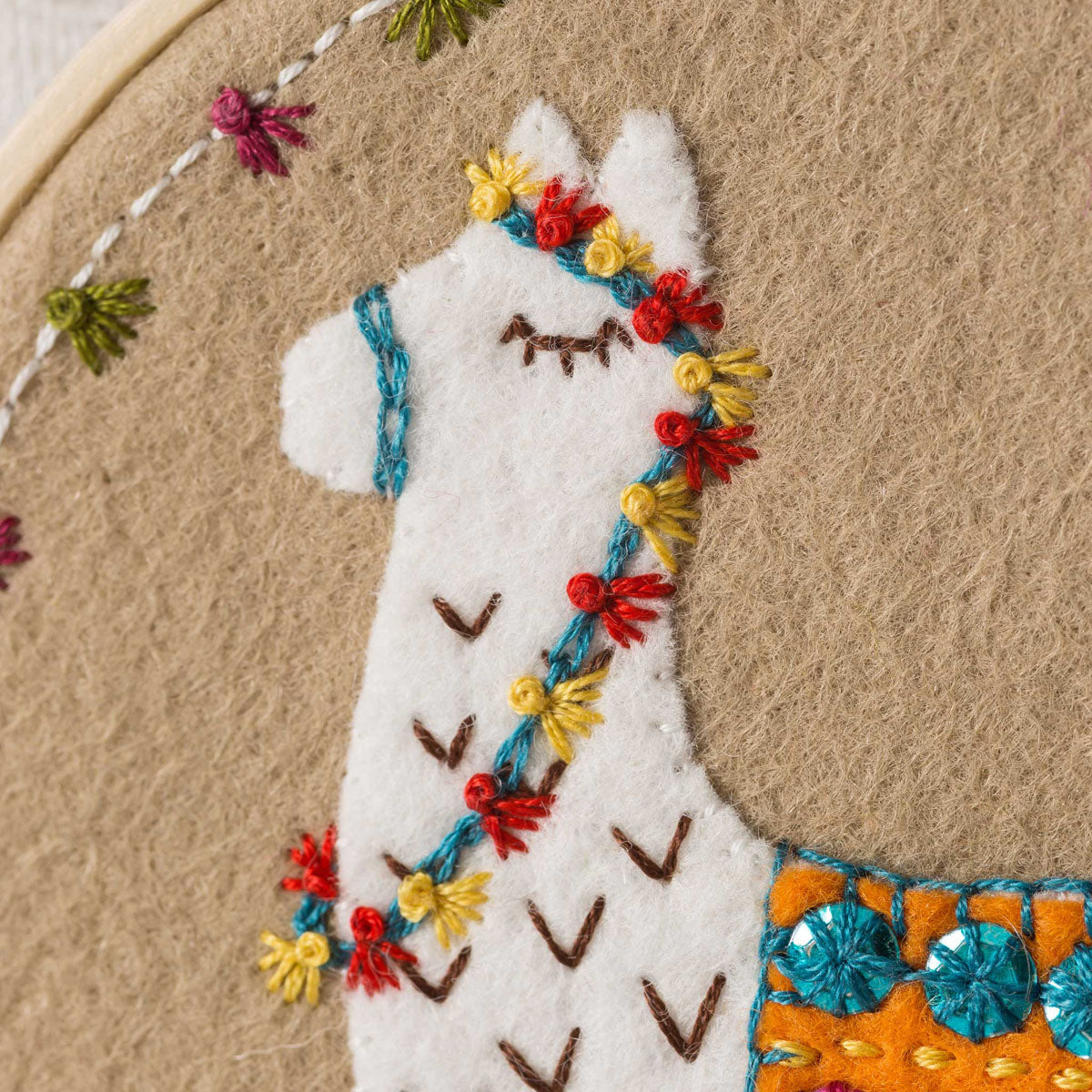 Llama Felt Appliqué Hoop Kit