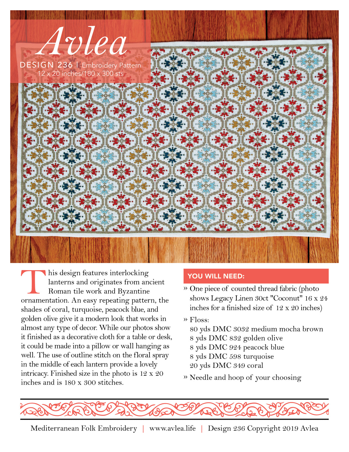 Mediterranean Folk Cross Stitch Pattern - Anatolian Odalesque