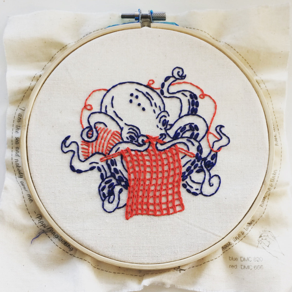 Knitting Octopus Hand Embroidery Kit