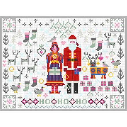 Santa and Mrs. Claus Folkies Cross Stitch Pattern