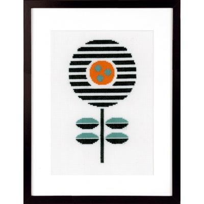 Abstract Black and White Flower Cross Stitch Kit-Stitched Modern