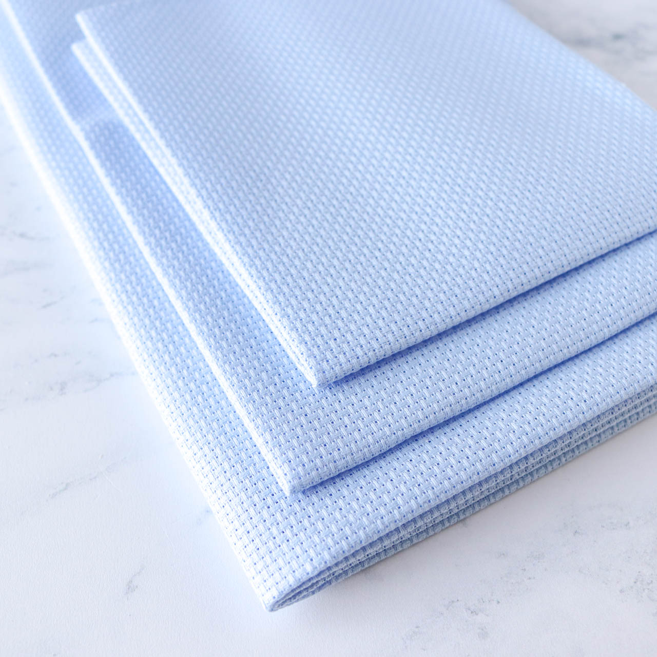 * old cloth ❀ 織りもようの美しい light blue クロス Light Blue Aida Cross Stitch Fabric - 14 Count - Stitched Modern