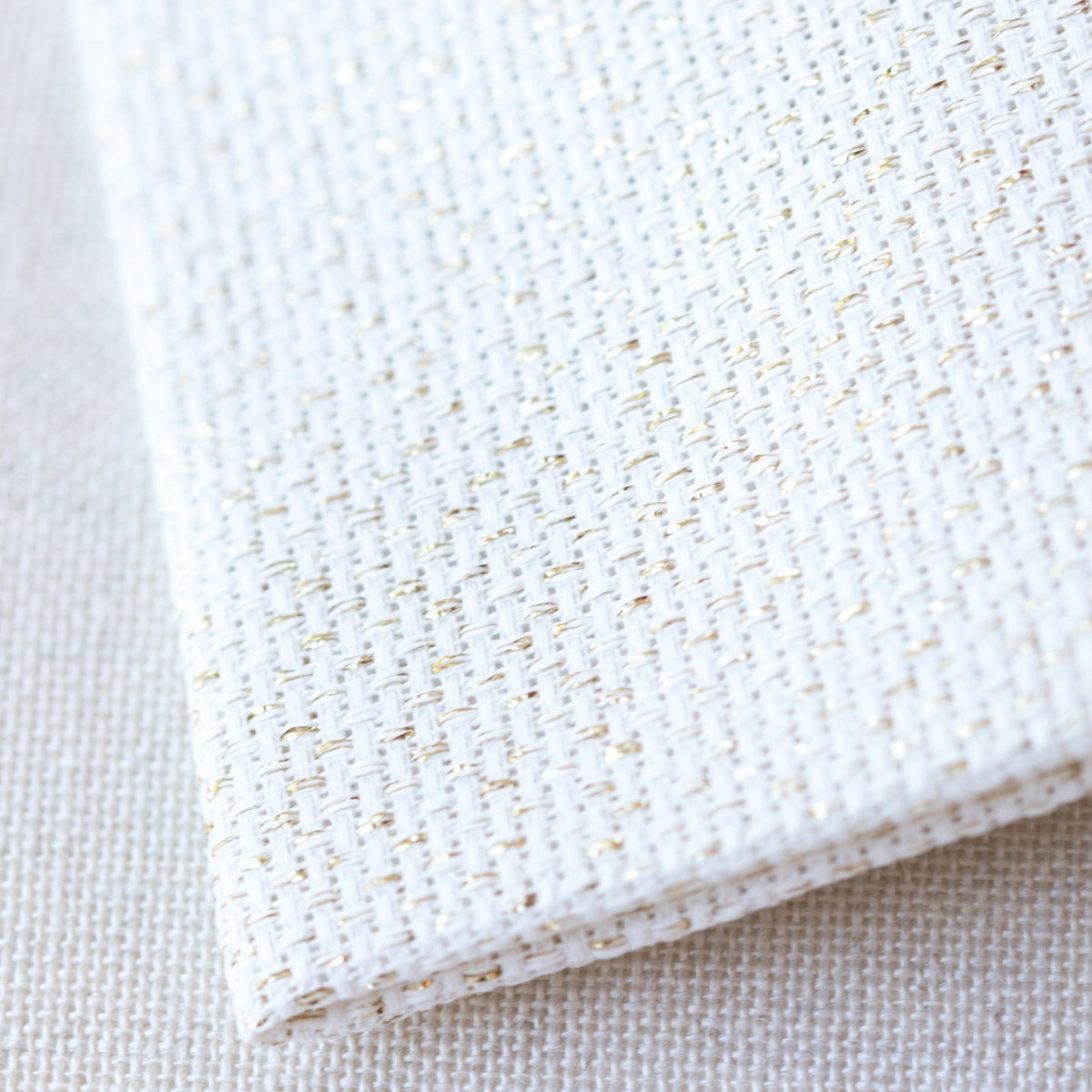 White and Silver Metallic Aida Cross Stitch Fabric - Stitched Modern