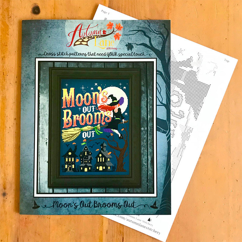 Moon&#39;s Out Brooms Out Cross Stitch Pattern