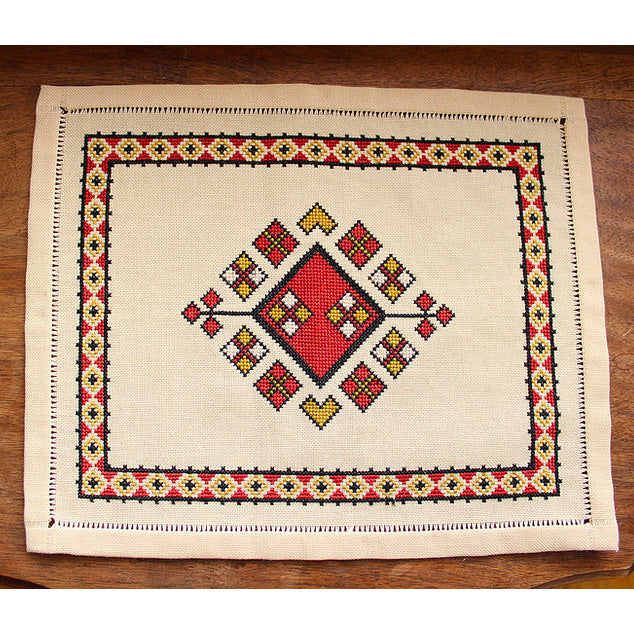 Mediterranean Folk Cross Stitch Kit - Anatolian Argyle Table Mat