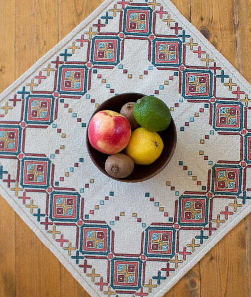 Mediterranean Folk Cross Stitch Pattern - Etruscan Diamonds-Stitched Modern