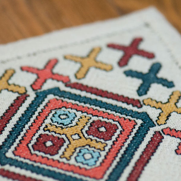 Mediterranean Folk Cross Stitch Pattern - Etruscan Diamonds-Stitched Modern