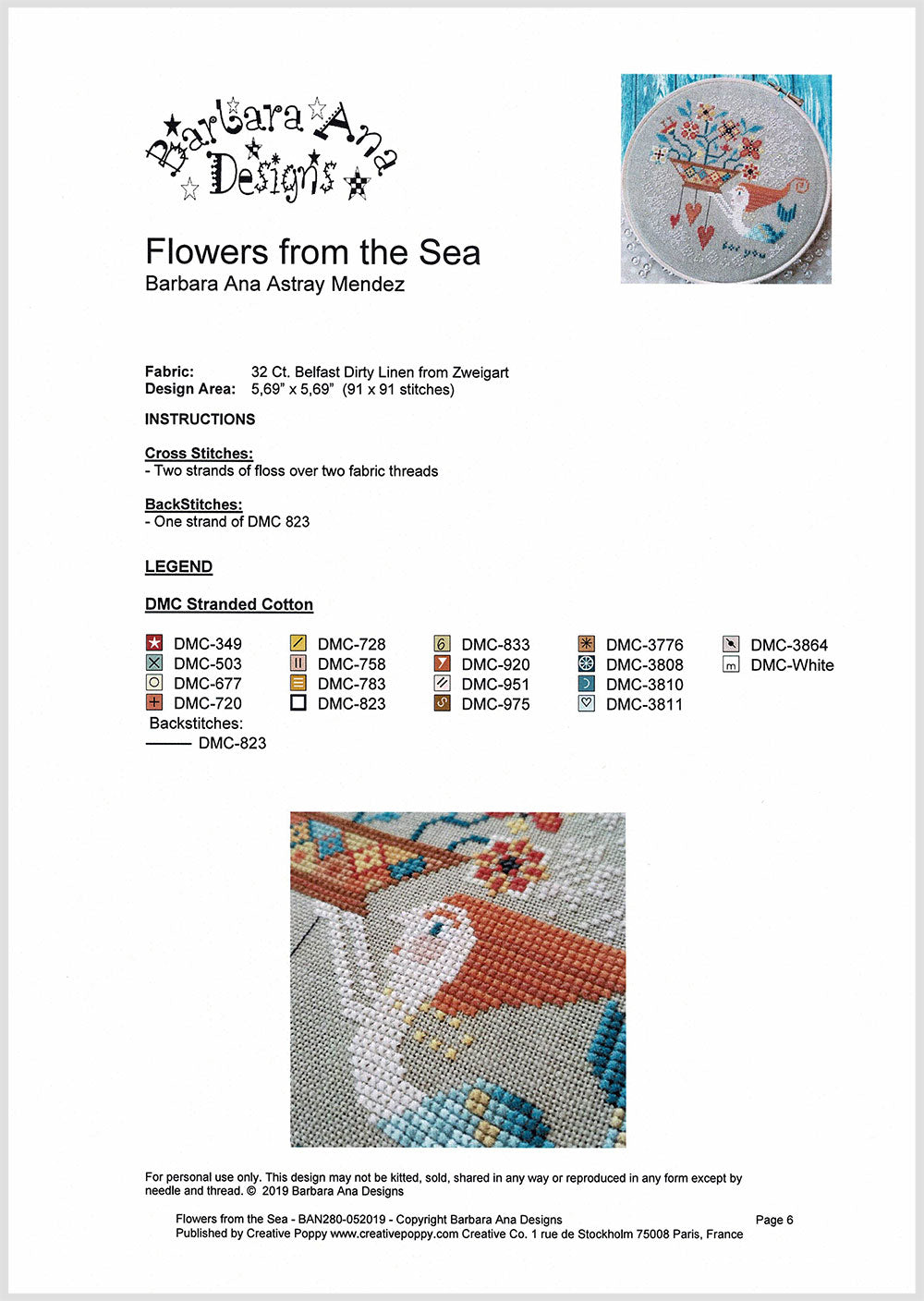 Flowers from the Sea Cross Stitch Pattern