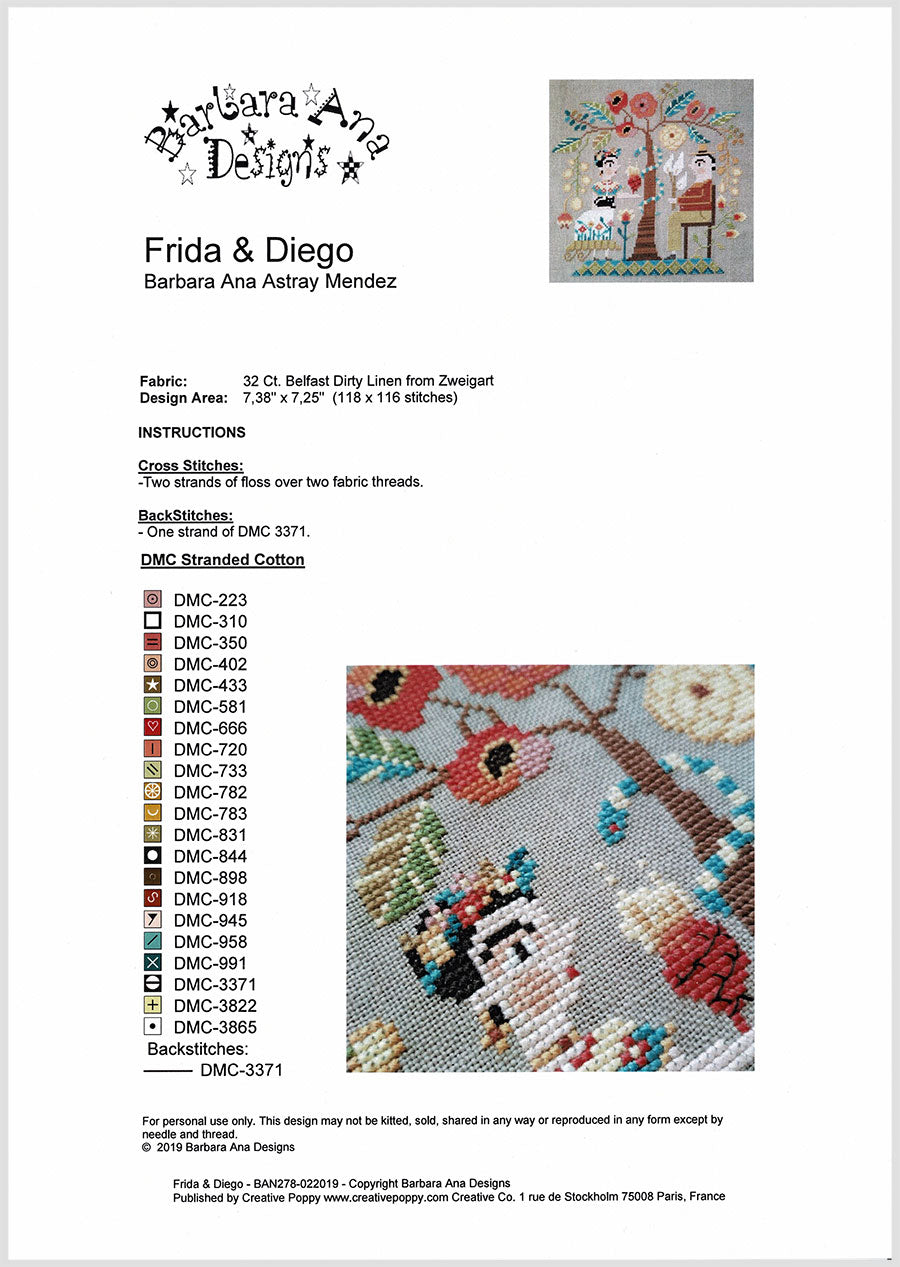 Frida &amp; Diego Cross Stitch Pattern