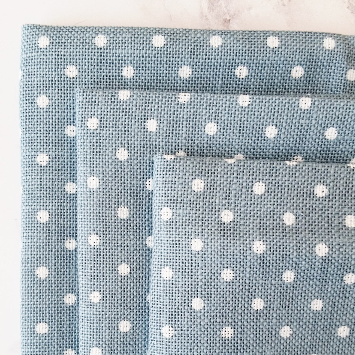 Blue/White Polka Dot Linen Fabric for Cross Stitch and Embroidery