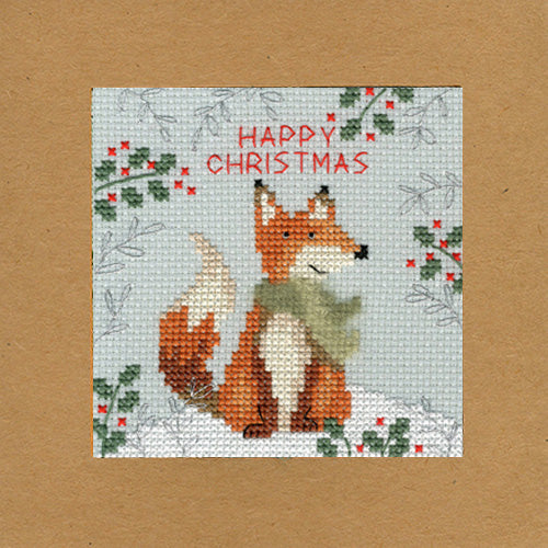 Cross Stitch Greeting Card Kit - Christmas Fox