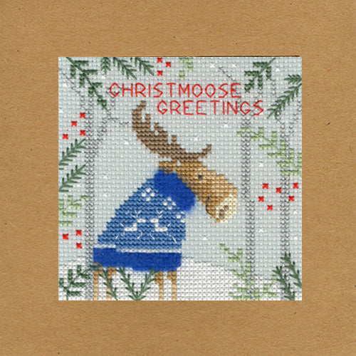Cross Stitch Greeting Card Kit - Christmas Moose