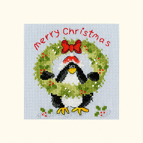 Penguin Cross Stitch Greeting Card Kit - Prickly Holly