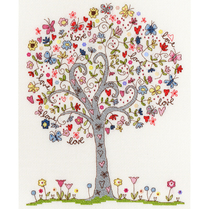 Love Tree Cross Stitch Kit - Stitched Modern