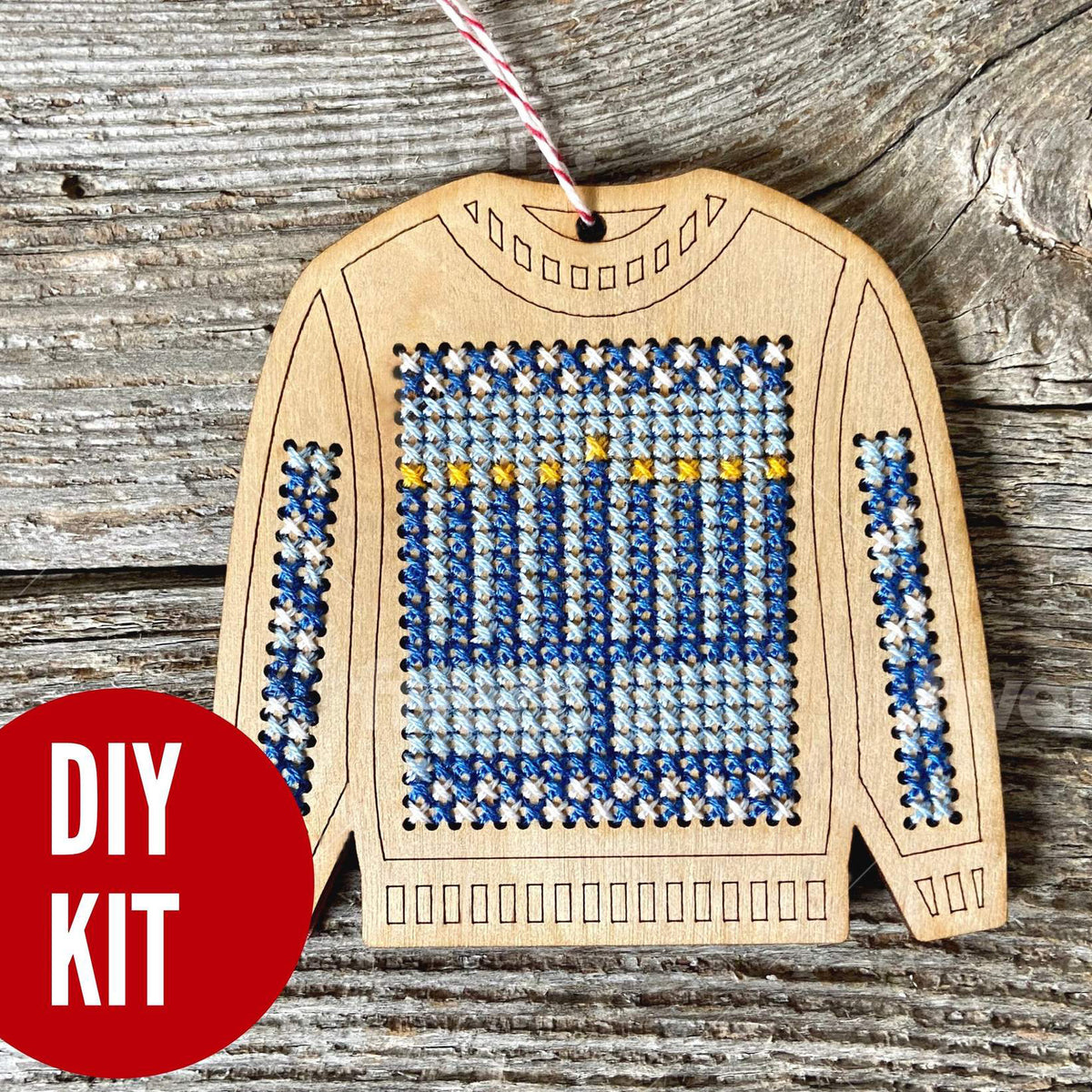 Ugly Sweater Cross Stitch Ornament Kit - Menorah