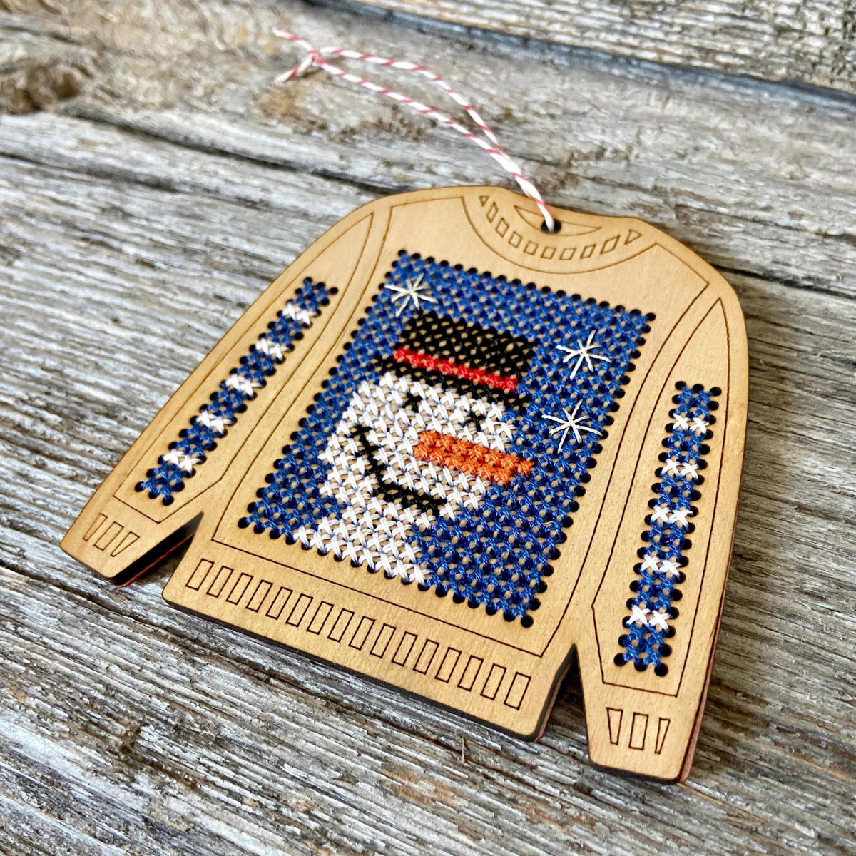 Ugly Sweater Cross Stitch Ornament Kit - Snowman