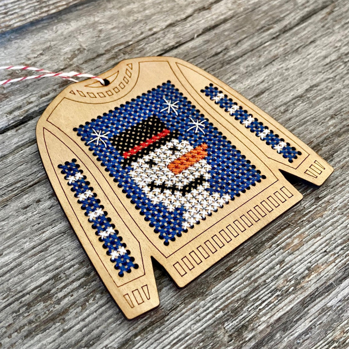 Ugly Sweater Cross Stitch Ornament Kit - Snowman