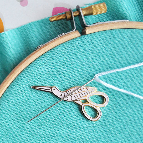 Stork Scissors Needle Minder Stitched Modern