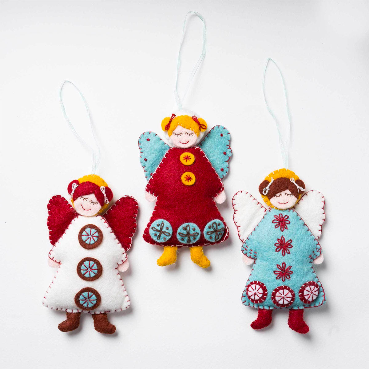 14x5cm Handmade Angel Felt Hearts - Felt & Yarn